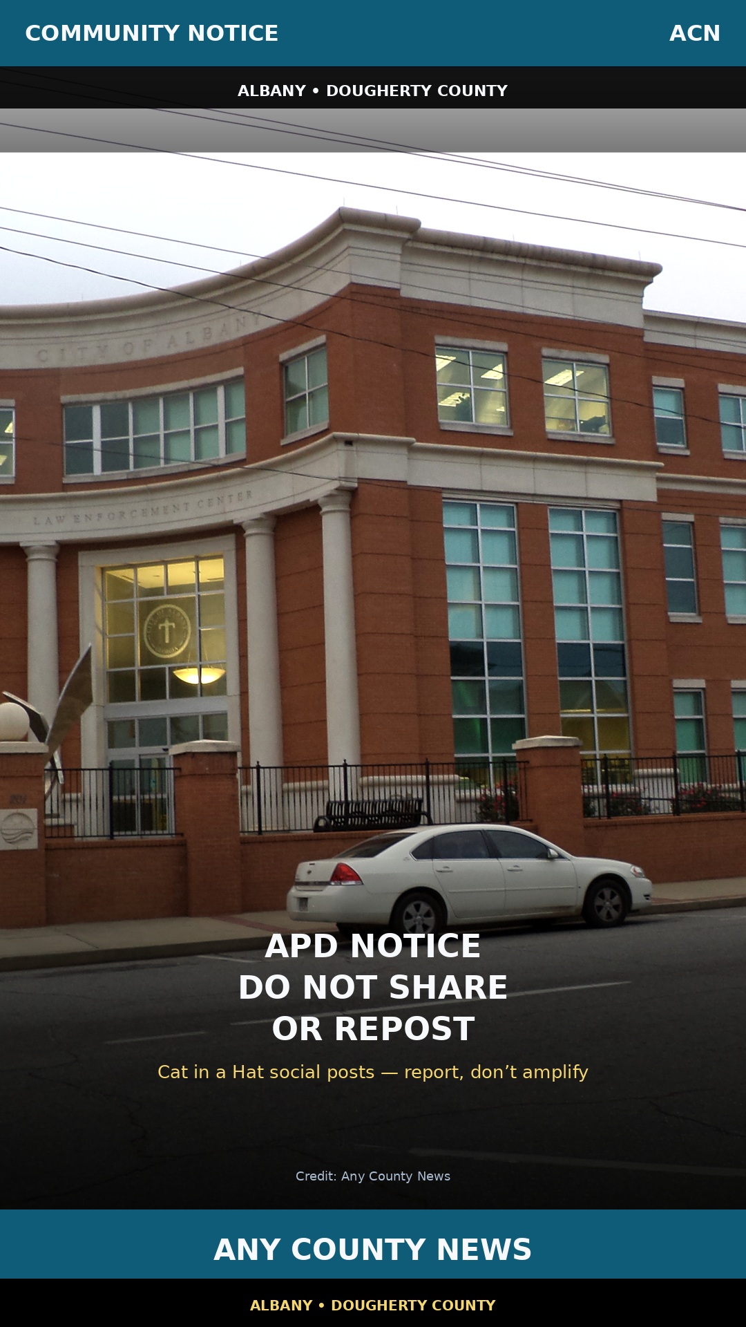 APD community notice — Cat in a Hat social posts