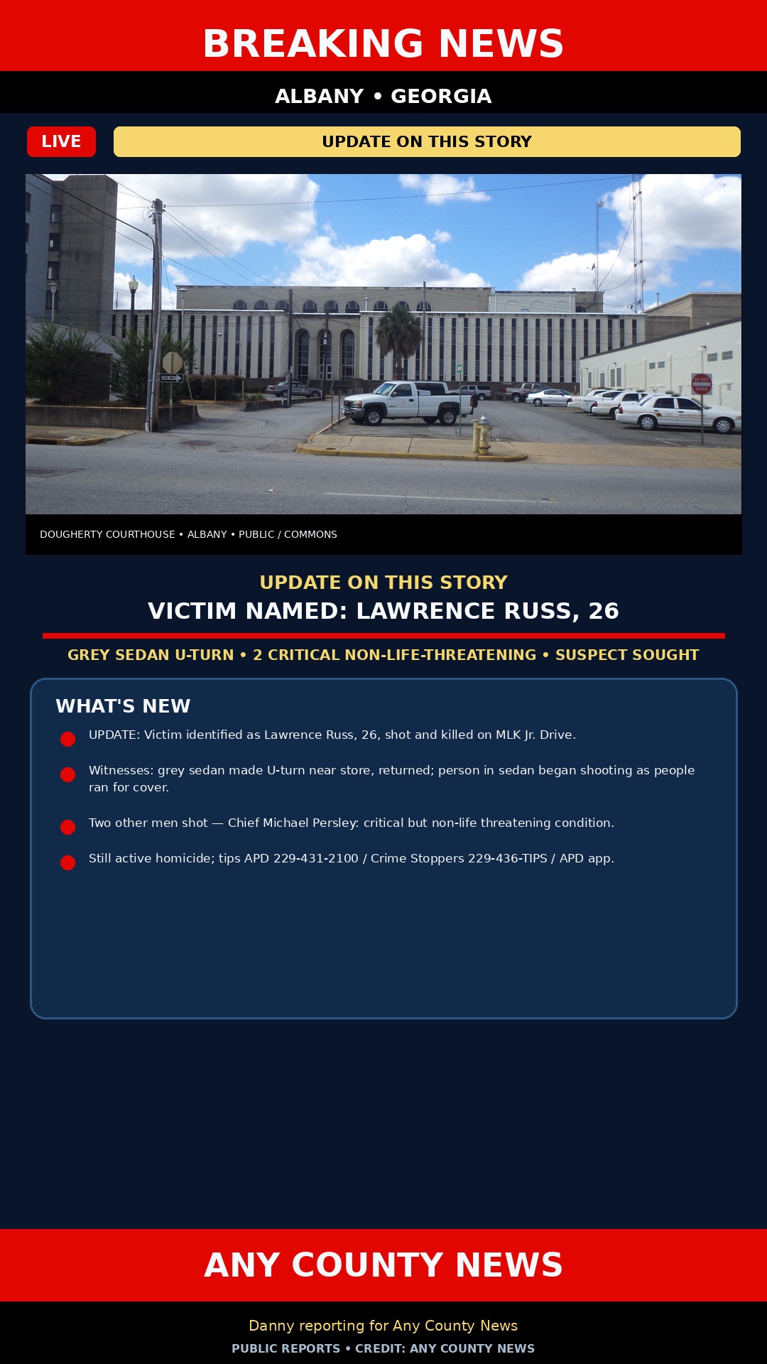 Breaking graphic: Albany MLK shooting update