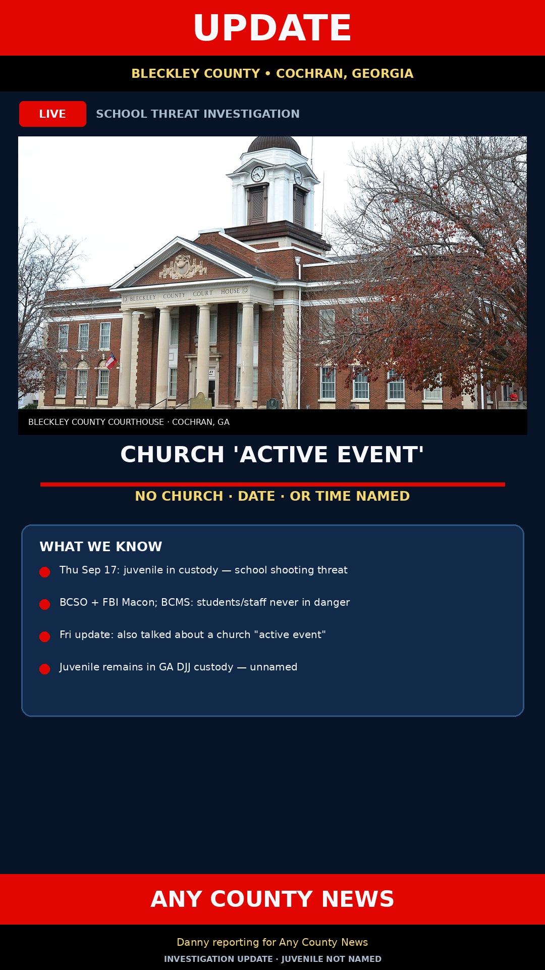 Bleckley County update graphic