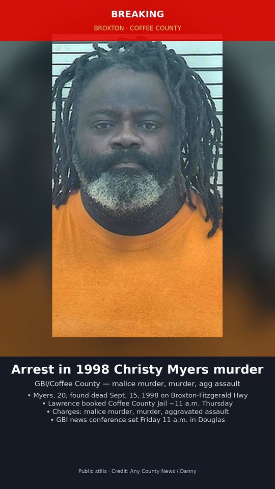 Fitzgerald man charged in 1998 Broxton killing of Christy Myers