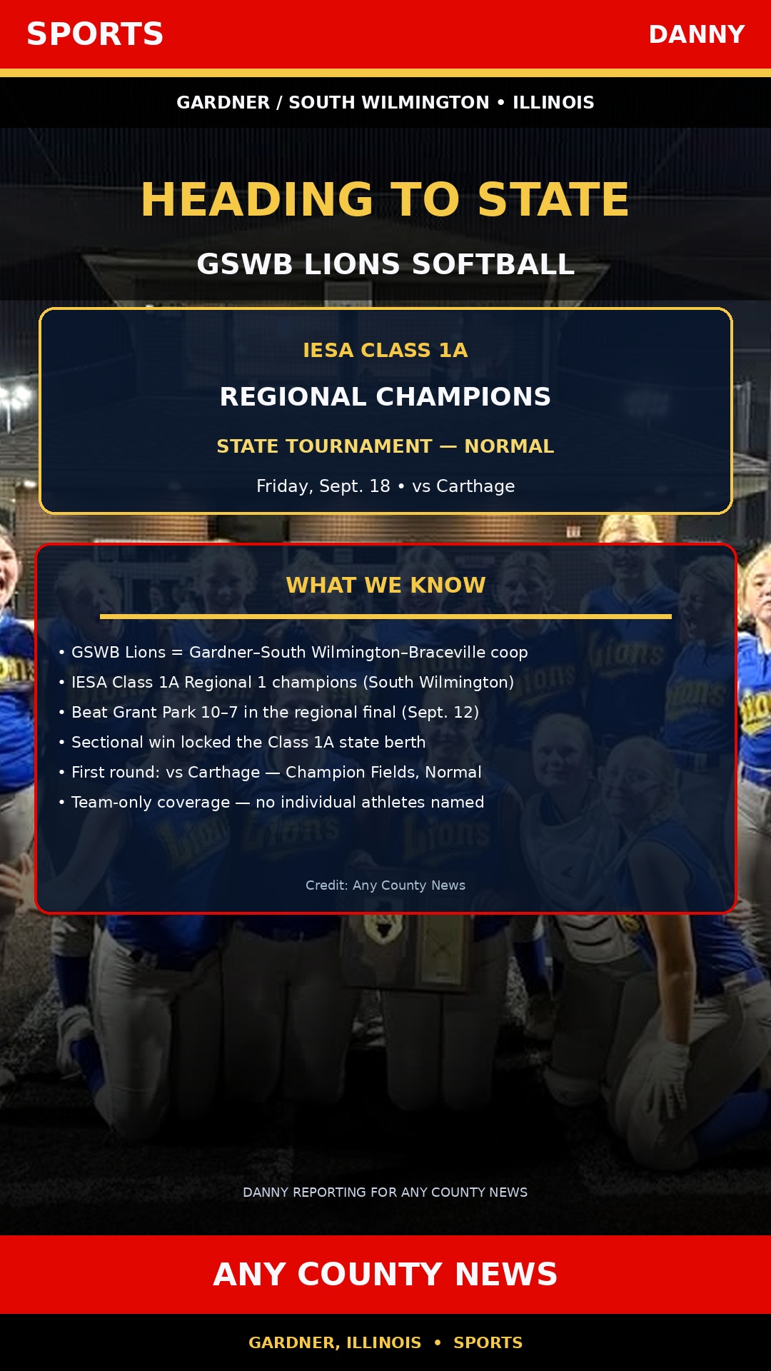 GSWB Lions softball heading to IESA Class 1A state