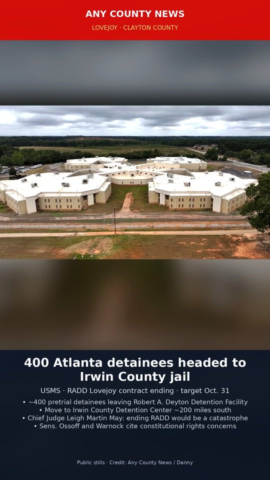 Marshals moving about 400 Atlanta federal detainees to Irwin County