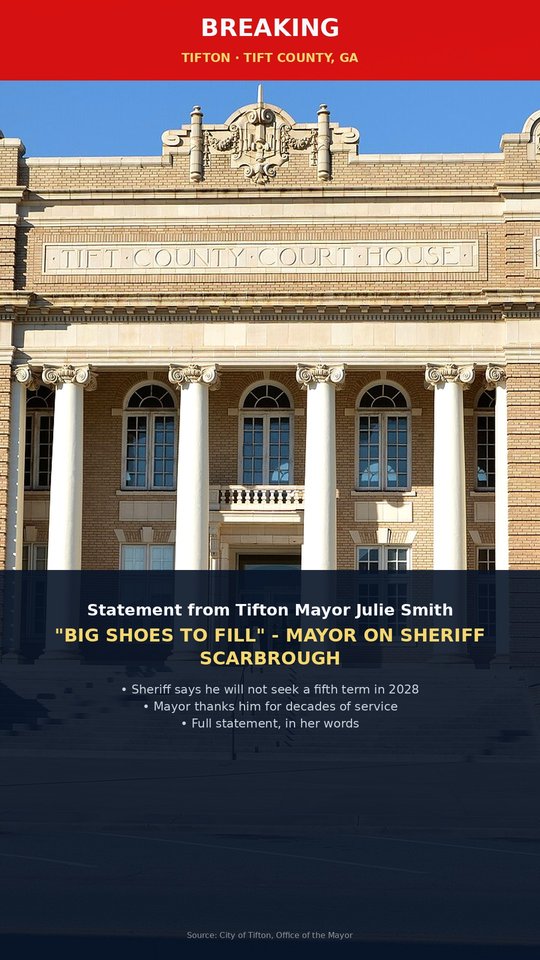 Tift County Sheriff Gene Scarbrough won't seek a fifth term; Tifton mayor responds